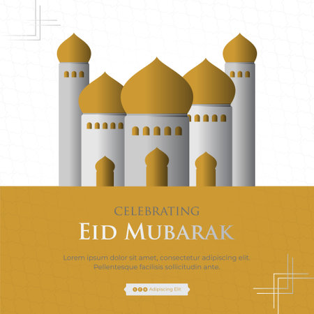 Islamic eid celebration social media post templateのイラスト素材
