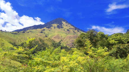 landscape in the mountains, in villages, in Indonesian mountainsの写真素材