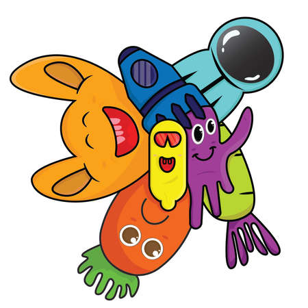 vector graphic illustration of doodle art cute, perfect for backgrounds, stickers, frames, etc.のイラスト素材