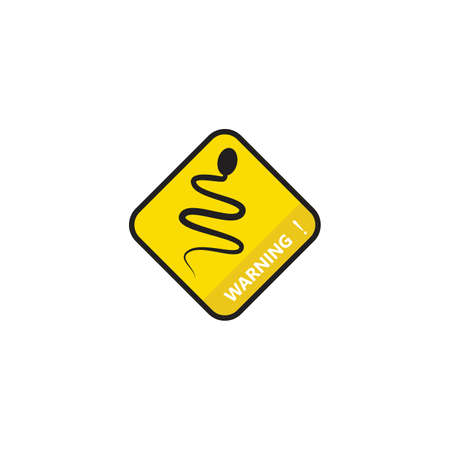 Yellow Warning Snake vector icon. Isolated snake illustrationのイラスト素材