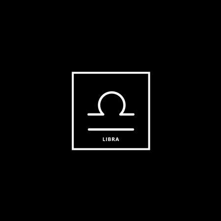 Vector flat and simple style illustration of white Astrological signs isolated on black backgroundのイラスト素材