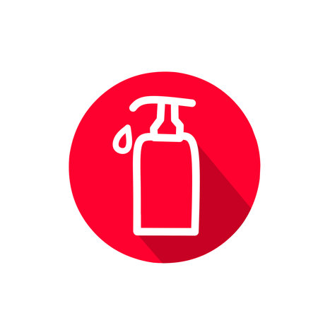 Hygiene icon. Single high quality outline symbol for web design or mobile app. Thin line sign for design logo. Black outline pictogram on Red backgroundのイラスト素材