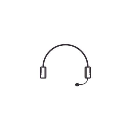 silhouette of bluetooth headphones with microphone on white backgroundのイラスト素材