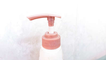 soap bottles in the bathroom.