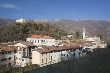 Palaces and buildings in the medieval village of Polcenigo, Friuli Venezia Giuliaのeditorial素材