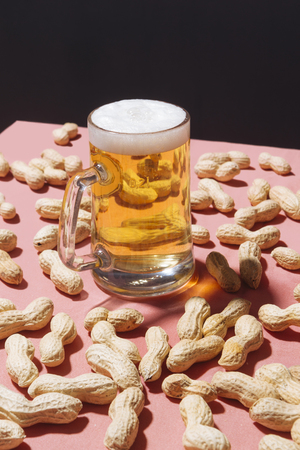 Lager beer mug with peanuts, pop contemporary styleの写真素材