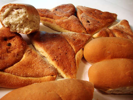 Variety of bread on a white surface