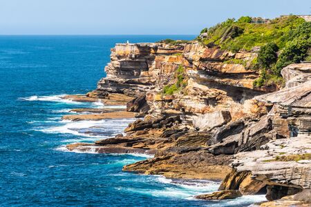 Panoramic view of coogee to bondi costal walk in a sunny dayの写真素材