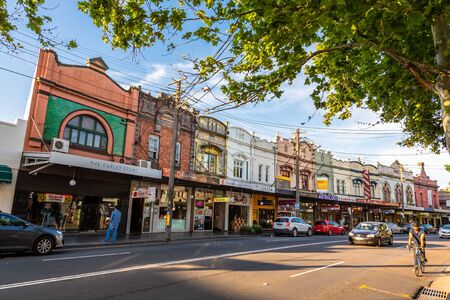 Colourful facades in Princes Hwy Road in Newtown in a sunny afternoonのeditorial素材