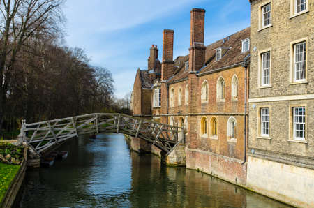 View of the Mathematical bridge on river Cam, Cambridge, United Kingdomの写真素材