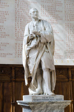 Isaac Newton statue in the Trinity College chapel where he studiedのeditorial素材