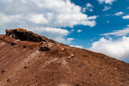 Mount Etna volcanic landscape and its typical vegetation, Sicilyの写真素材