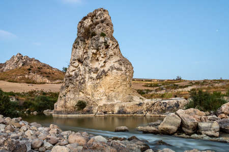 The area of pietra perciata - rock with holes - near the mining area in Riesiの写真素材