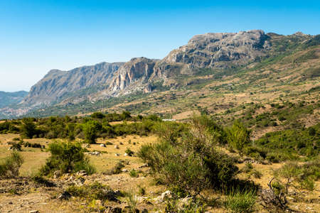 View of Rocche del Crasto near Alcara Li Fusi town in the Nebrodi Park, Sicilyの写真素材