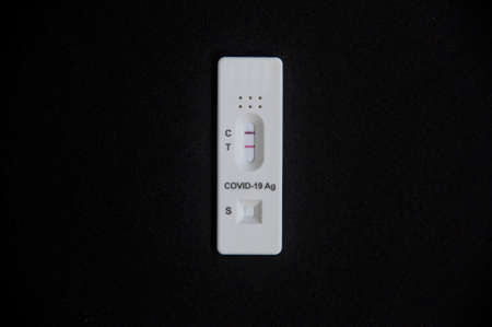 Top view of COVID-19 test on deadly Corona virus infection. Pandemic infectious conceptの写真素材