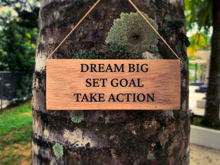 Motivational and Inspiration quote - Dream big, set goal, take action. Motivational conceptの写真素材