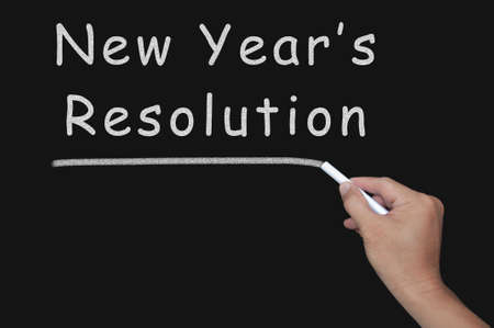 New Year's Resolution text on blackboard. New year's resolution concept.の写真素材