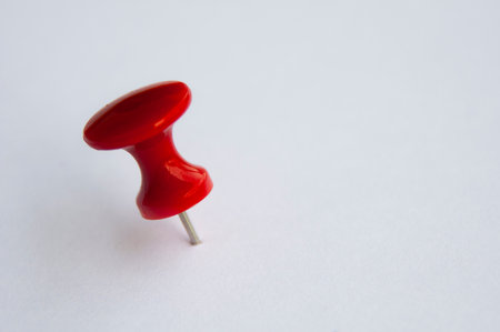 Red push pins isolated on white background. Copy spaceの写真素材