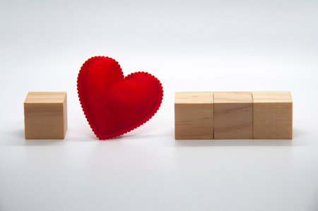 Blank wooden cubes customized for text or ideas. Relationship concept and copy space.の写真素材