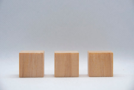 Close up of wooden cube with customizable space for text or ideas. Copy spaceの写真素材