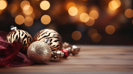 Beautiful and wonderful Christmas decoration background with customizable space for Christmas wishes.の素材