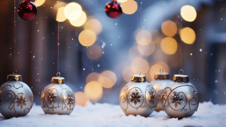 Beautiful and wonderful Christmas decoration background with customizable space for Christmas wishes.の素材