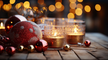 Beautiful and wonderful Christmas decoration background with customizable space for Christmas wishes.の素材