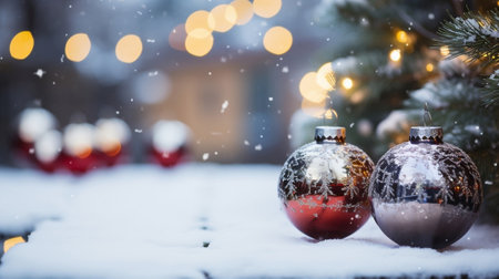 Beautiful and wonderful Christmas decoration background with customizable space for Christmas wishes.の素材