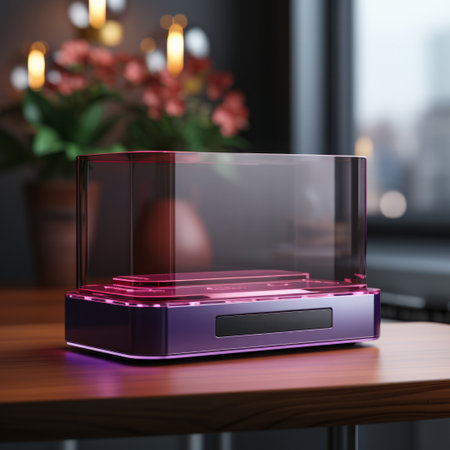 Purple realistic podium for product advertising.の素材