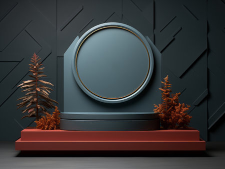 Morkup Black podium for product advertising.の素材