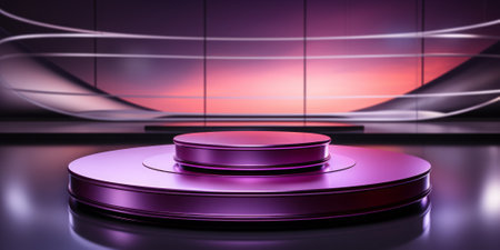 Purple realistic podium for product advertising.の素材