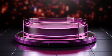Purple realistic podium for product advertising.の素材