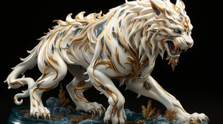 Close up of 3D tiger ready to attack.の素材