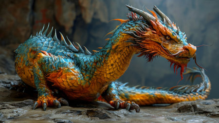 Majestic golden dragon representing wealth.の素材