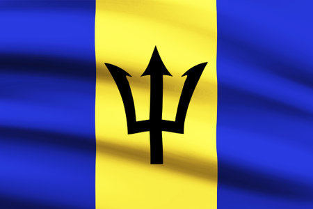 Barbados flag illustration or picture. Patriotism concept.の写真素材