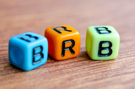 Close up view of BRB text represent Be Right Back on wooden. Taking a break concept.の写真素材