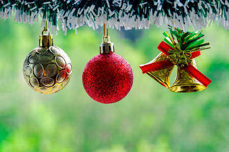 Christmas balls with customizable space for Christmas wishes.の写真素材