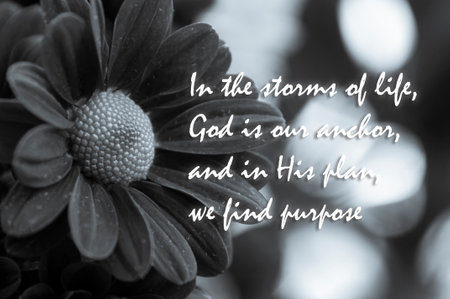 Christianity prayer and quotes regarding God with black and white flower background. Religious conceptの写真素材
