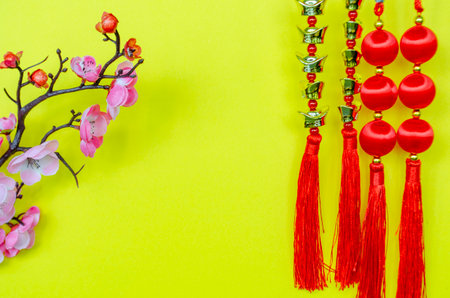 Chinese New Year decoration with customizable space for text. Chinese New Year celebration concept.の写真素材