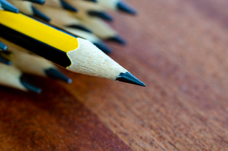 Pencil standing out representing Courage or Leadership with customizable space for text.