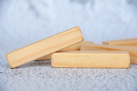 Close up view of wooden blocks with customizable space for text.