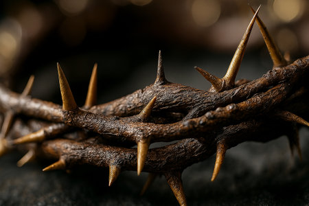 Close up Crown of Thorns. Christianity concept.の素材