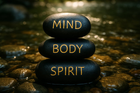 Zen Stones Harmony Symbolizing Calmness, Strength, and Spiritual Awareness. Mind, body, and spirit harmony.の素材