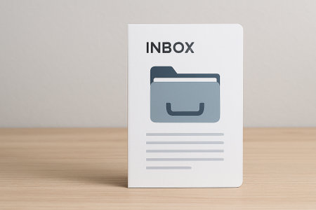 INBOX, White folder with grey drawer image and uppercase INBOX label in clean 3D style.の素材