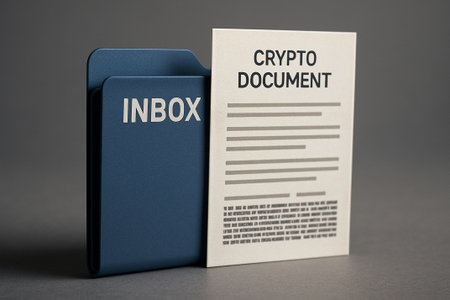 INBOX, Blue folder with white envelope icon and uppercase INBOX label in bold 3D style.の素材