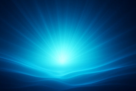 Blue glowing light rays emerging from a central dark core with a tunnel like appearance.の素材