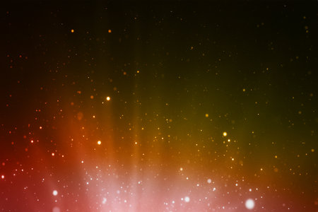 Dark cosmic background with faint red glowing specks resembling scattered starlight.の素材