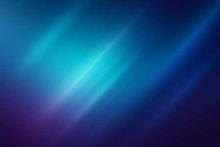 Blue teal wave like streaks flowing across a glowing abstract gradient background.の素材