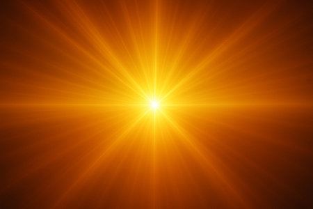 Warm glowing amber gradient with luminous light shining from the middleの素材