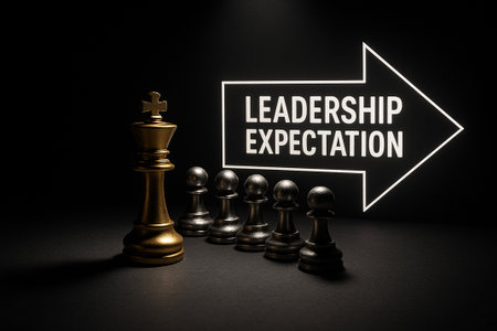 Chess pawns following the king representing leadership expectationの素材
